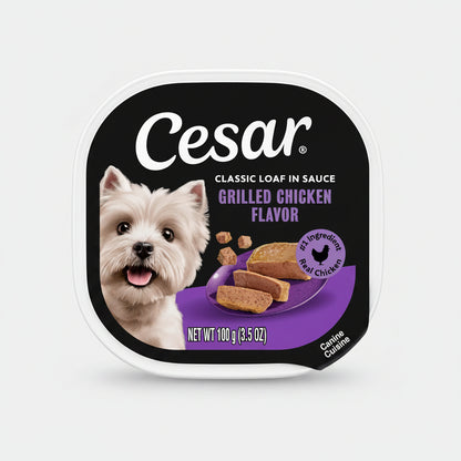 Cesar Classic Loaf in Sauce Grilled Chicken and Gravy Flavor Small Breed Wet Dog Food 