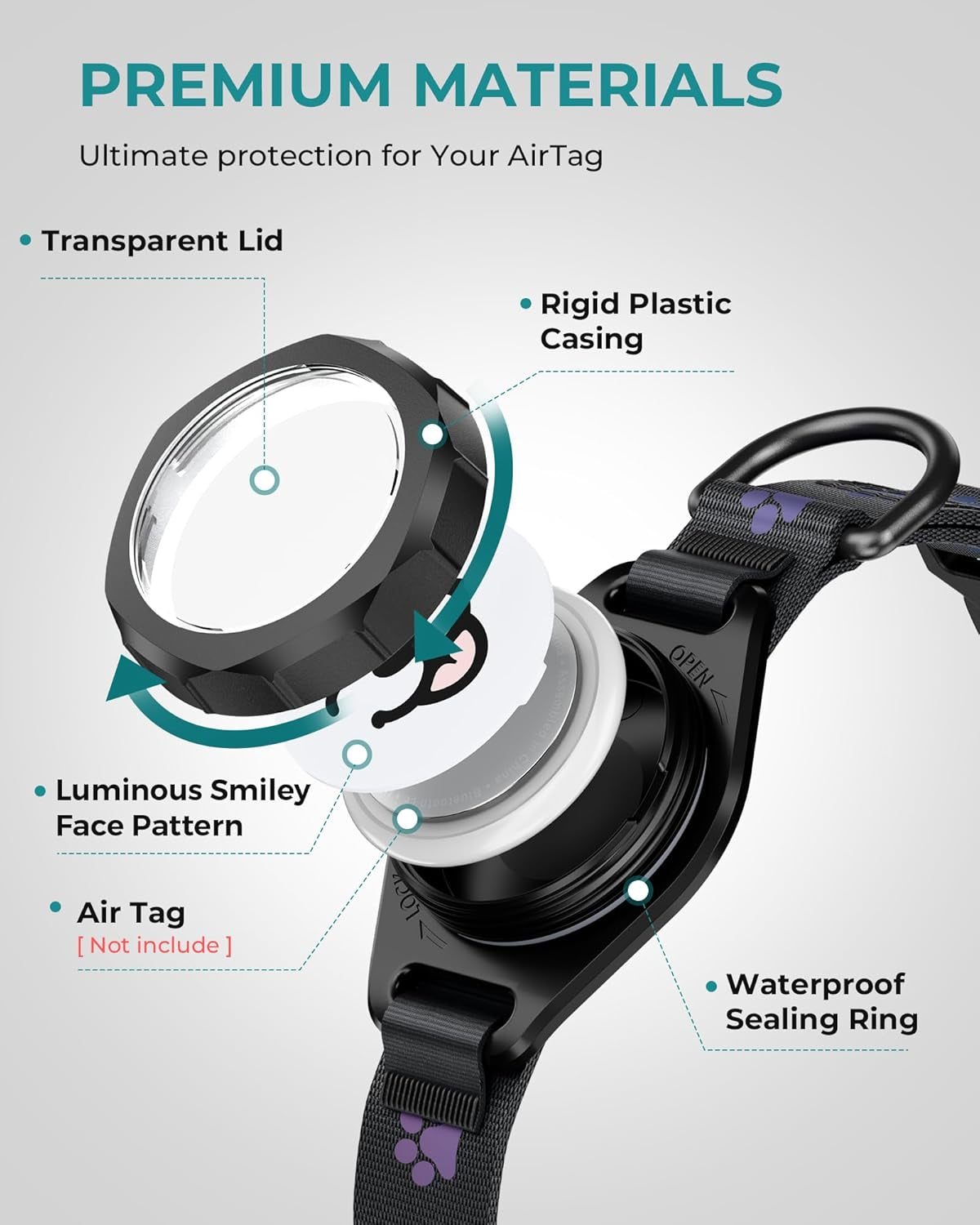 Dog Collar with Airtag Holder
