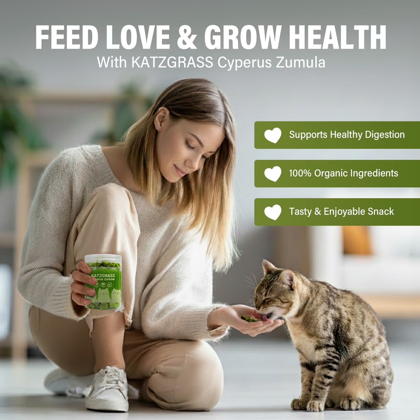 Delicious Cat Grass Treats for Healthy Teeth & Hairball Relief - Perfect Training Rewards!