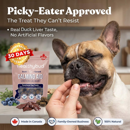 Natural Calming Duck Dog Treats - Stress Relief for Separation Anxiety, Aggression & Immunity Support (4.6 Ounces)