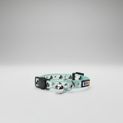 Illuminate Your Cat's Style: Adjustable Glow in the Dark Teal Collar with Breakaway Safety Buckle & Bell
