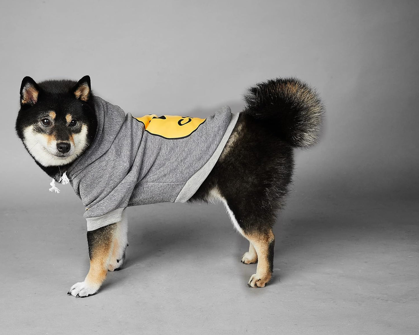 Trendy Smiley Dog Hoodie - Cozy Cotton Sweatshirt for Small to Large Pets (X-Large, Grey)