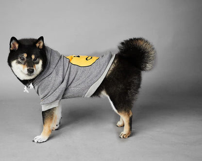 Trendy Smiley Dog Hoodie - Cozy Cotton Sweatshirt for Small to Large Pets (X-Large, Grey)