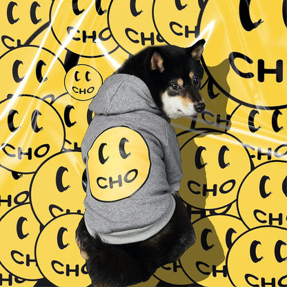 Trendy Smiley Dog Hoodie - Cozy Cotton Sweatshirt for Small to Large Pets (X-Large, Grey)
