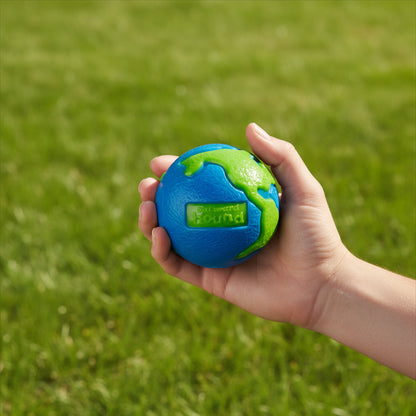 Outward Hound Orbee-Tuff Planet Ball - Blue/Green Treat-Dispensing Dog Toy for Small Dogs