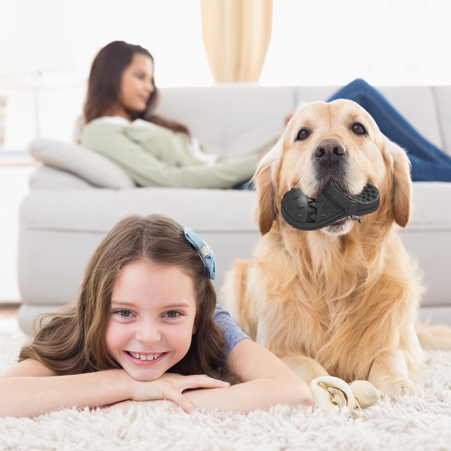 Squeaky Dog Toy Large Dog Chew Toys for Aggressive Chewers Rubber Dog Shoes Shape Toothbrush Toys