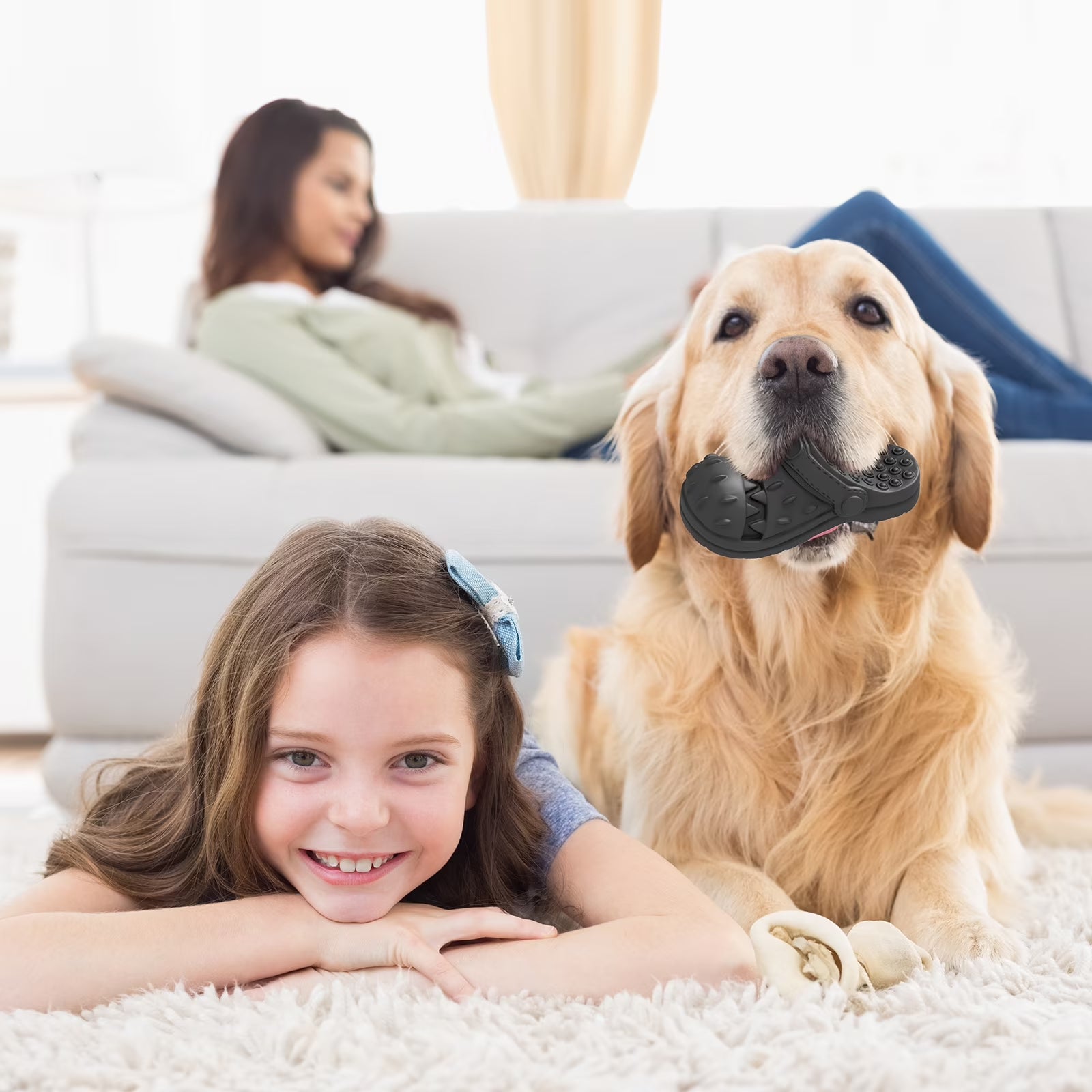 Squeaky Dog Toy Large Dog Chew Toys for Aggressive Chewers Rubber Dog Shoes Shape Toothbrush Toys